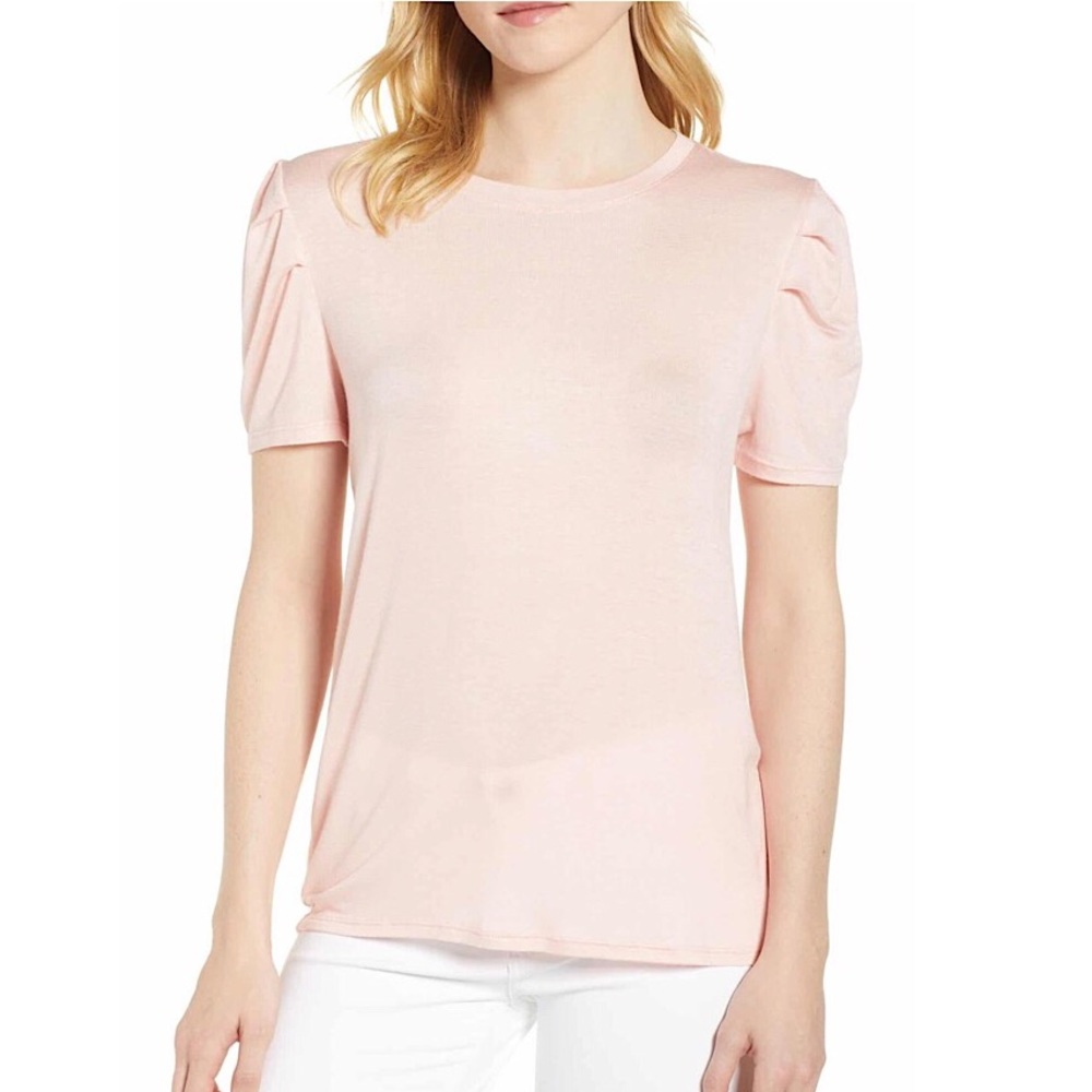 Chelsea28 soft pink shoulder pleat tee